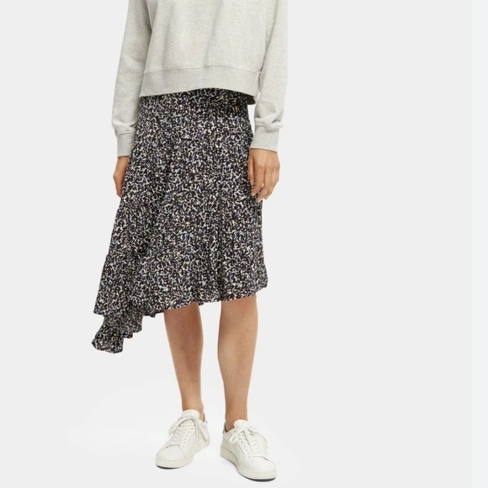 NWT Scotch & Soda Blue Abstract Print Asymmetrical Hem Tiered A-Line Skirt